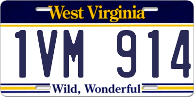 WV license plate 1VM914