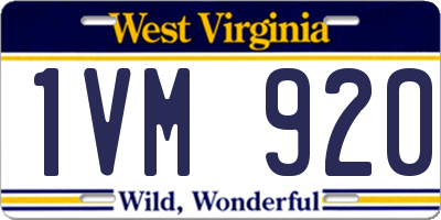 WV license plate 1VM920