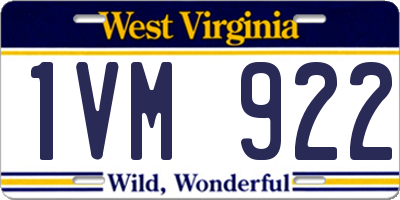 WV license plate 1VM922