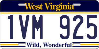 WV license plate 1VM925