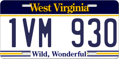 WV license plate 1VM930