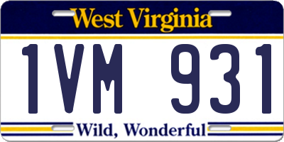 WV license plate 1VM931