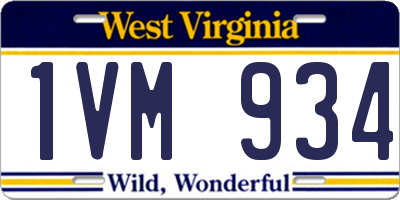 WV license plate 1VM934