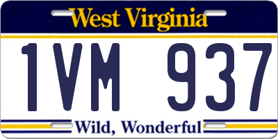 WV license plate 1VM937