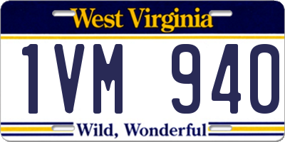 WV license plate 1VM940