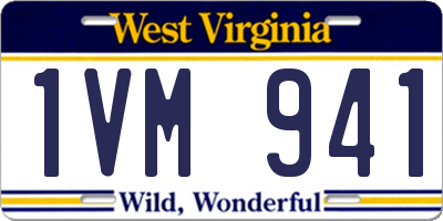 WV license plate 1VM941