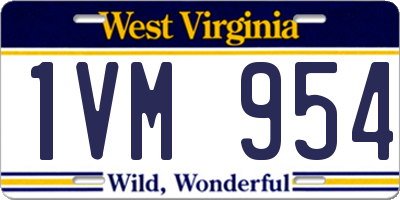 WV license plate 1VM954