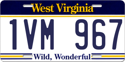 WV license plate 1VM967