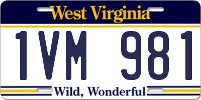 WV license plate 1VM981