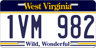 WV license plate 1VM982