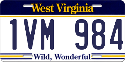 WV license plate 1VM984