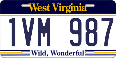 WV license plate 1VM987