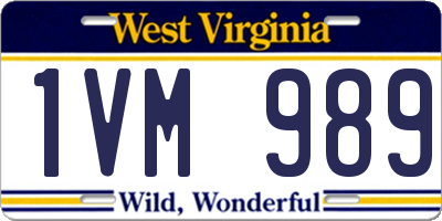WV license plate 1VM989