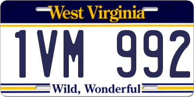 WV license plate 1VM992