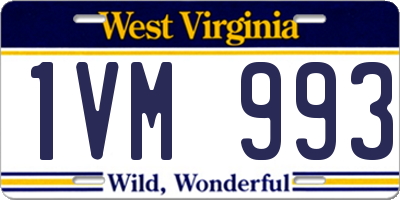 WV license plate 1VM993