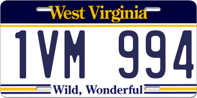 WV license plate 1VM994
