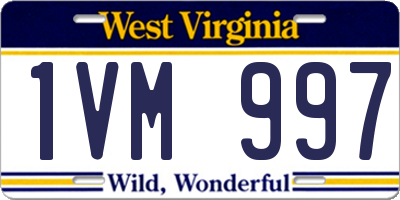 WV license plate 1VM997