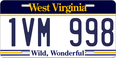 WV license plate 1VM998