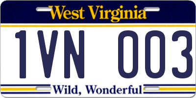 WV license plate 1VN003