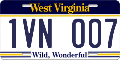 WV license plate 1VN007