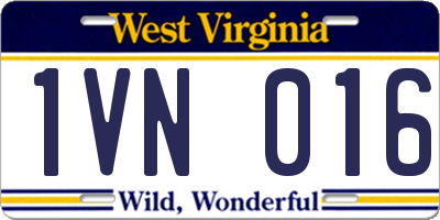 WV license plate 1VN016