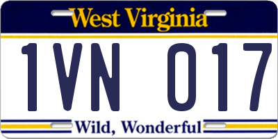 WV license plate 1VN017