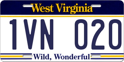 WV license plate 1VN020