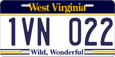 WV license plate 1VN022
