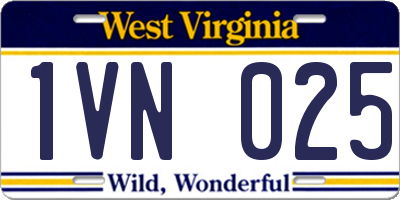 WV license plate 1VN025