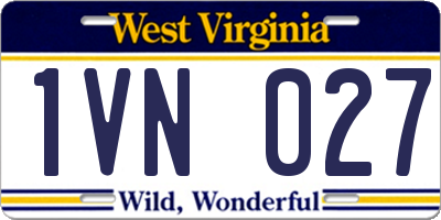 WV license plate 1VN027
