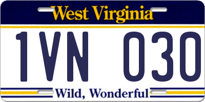 WV license plate 1VN030
