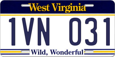 WV license plate 1VN031