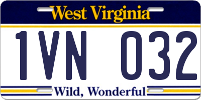 WV license plate 1VN032
