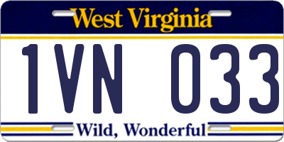 WV license plate 1VN033