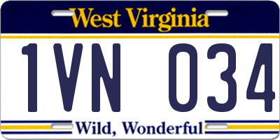 WV license plate 1VN034