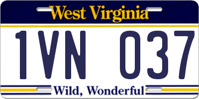 WV license plate 1VN037