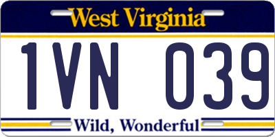 WV license plate 1VN039