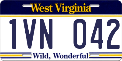WV license plate 1VN042