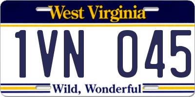 WV license plate 1VN045
