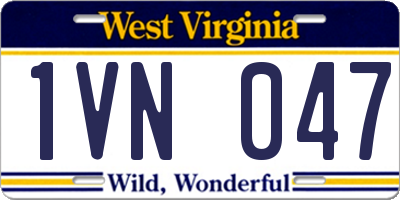 WV license plate 1VN047