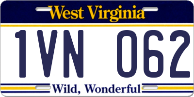 WV license plate 1VN062