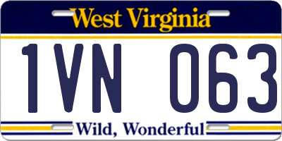 WV license plate 1VN063