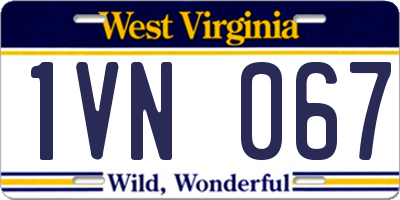 WV license plate 1VN067