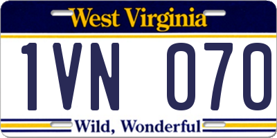 WV license plate 1VN070