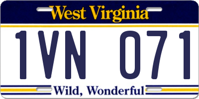 WV license plate 1VN071