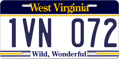 WV license plate 1VN072