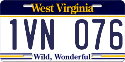 WV license plate 1VN076