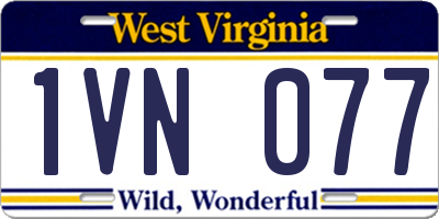 WV license plate 1VN077