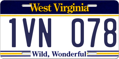 WV license plate 1VN078