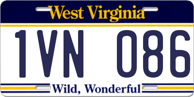 WV license plate 1VN086